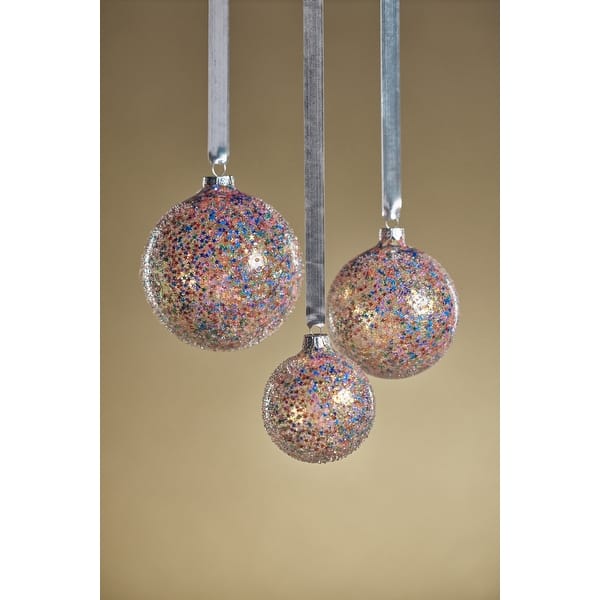 4" MultiBright Confetti Glass Ball Ornaments, Set of 6 Bed Bath
